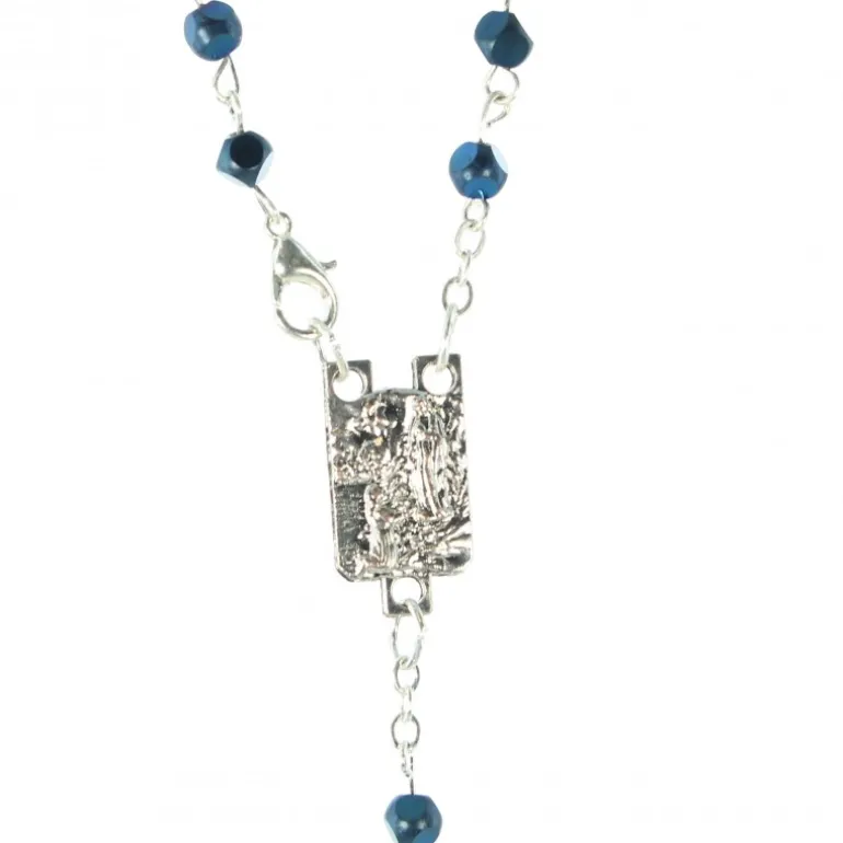 Palais du Rosaire Chapelet de l'Apparition avec cubes facettés en verre et fermoir^ Chapelet De Lourdes | Chapelet Verre