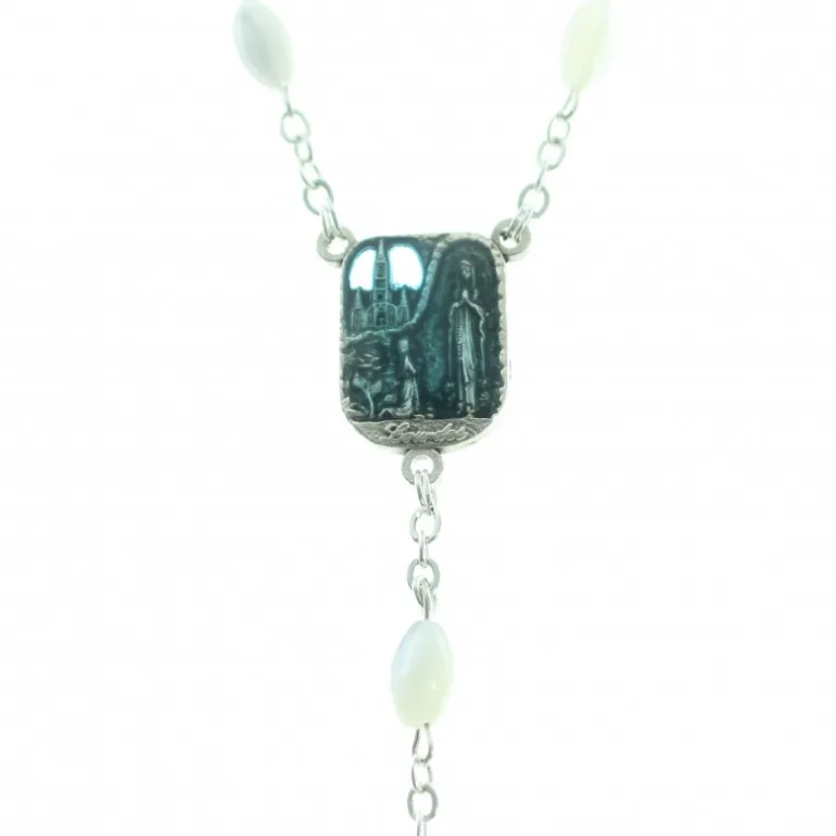 Palais du Rosaire Chapelet de l'apparition de Lourdes en nacre ovale^ Communion | Chapelet De Communion