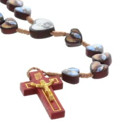 Palais du Rosaire Chapelet de Lourdes avec images de l'Apparition et Sainte Bernadette en corde et grains bois^ Chapelet De Lourdes | Chapelet Corde