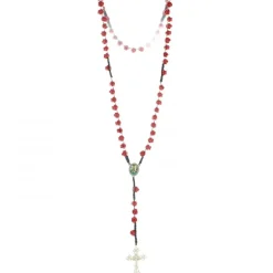 Palais du Rosaire Chapelet de Lourdes avec grains en forme de rose rouge et coeur Ave Maria^ Chapelet De Lourdes | Chapelet Résine