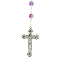 Palais du Rosaire Chapelet de Lourdes avec des grains en verre marbrés colorés^ Chapelet De Lourdes | Chapelet Verre