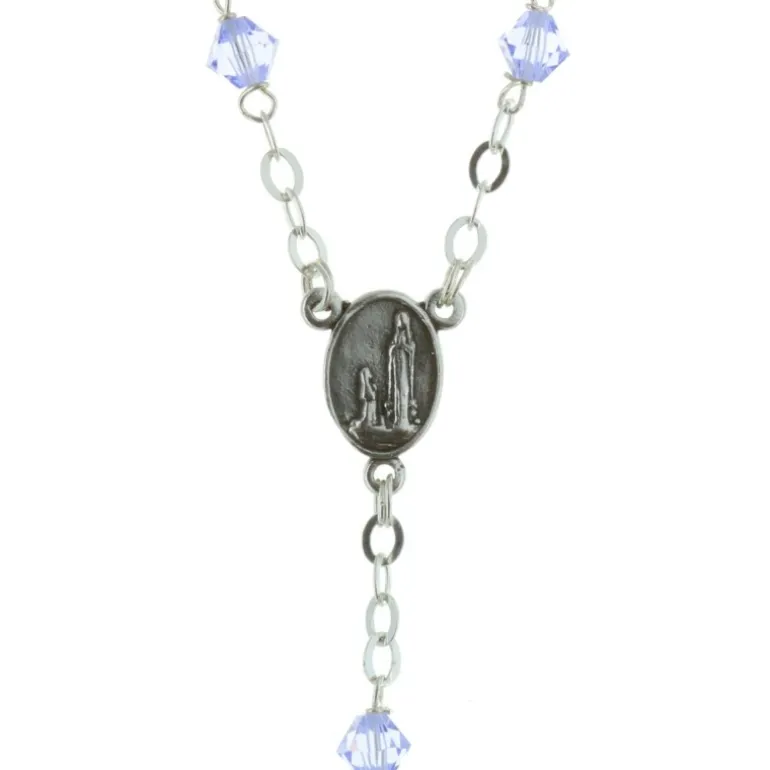 Palais du Rosaire Chapelet de Lourdes en Argent avec des grains en cristal Swarovski coloré de 5mm^ Chapelet De Lourdes | Chapelet Cristal