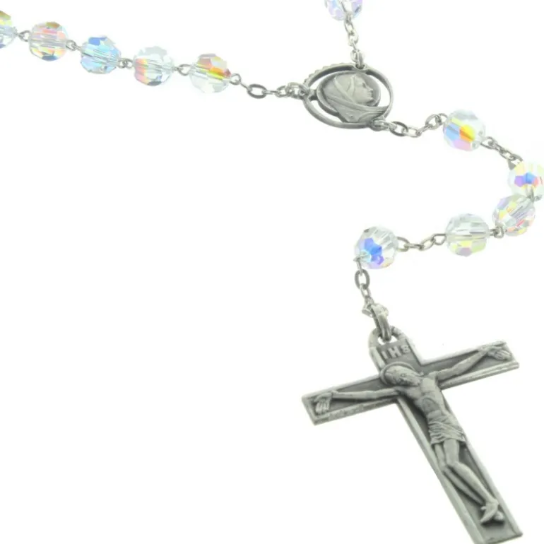 Palais du Rosaire Chapelet de Lourdes en Argent et perles Cristal Swarovski bleu^ Chapelet Cristal | Chapelet Argent