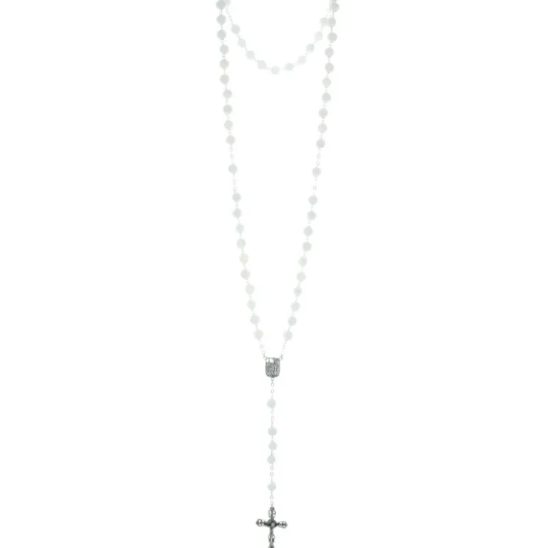 Palais du Rosaire Chapelet de Lourdes en Argent avec pierres effet craquelées 7mm^ Chapelet De Lourdes | Chapelet Pierre