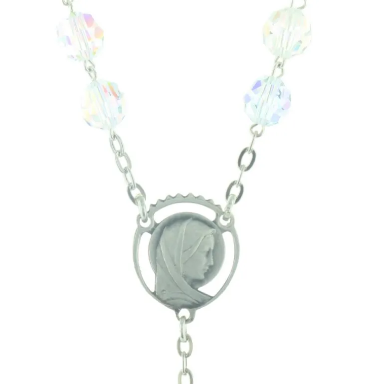 Palais du Rosaire Chapelet de Lourdes en Argent et perles Cristal Swarovski bleu^ Chapelet Cristal | Chapelet Argent