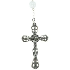 Palais du Rosaire Chapelet de Lourdes en Argent avec des grains en verre effet craquelé^ Chapelet De Lourdes | Chapelet Verre