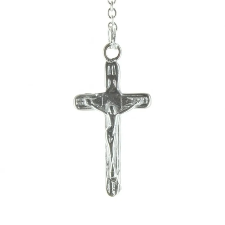 Palais du Rosaire Chapelet de Lourdes en Argent avec fermoir grains 3mm croix classique^ Chapelet De Lourdes | Chapelet Argent