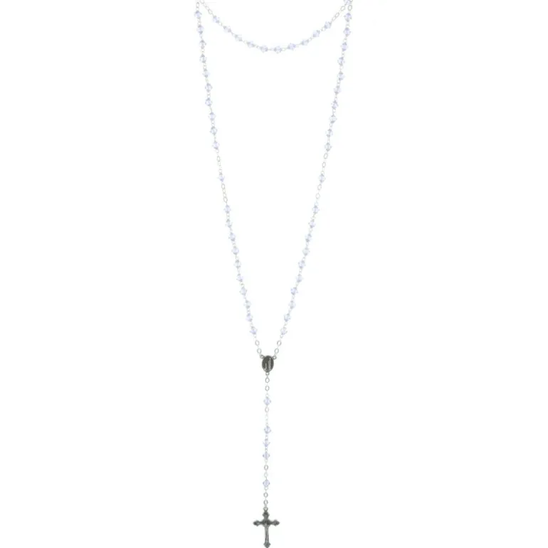 Palais du Rosaire Chapelet de Lourdes en Argent avec des grains en cristal Swarovski coloré de 5mm^ Chapelet De Lourdes | Chapelet Cristal
