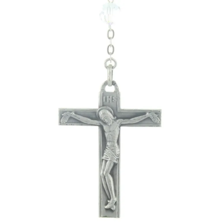 Palais du Rosaire Chapelet de Lourdes en Argent et perles Cristal Swarovski bleu^ Chapelet Cristal | Chapelet Argent