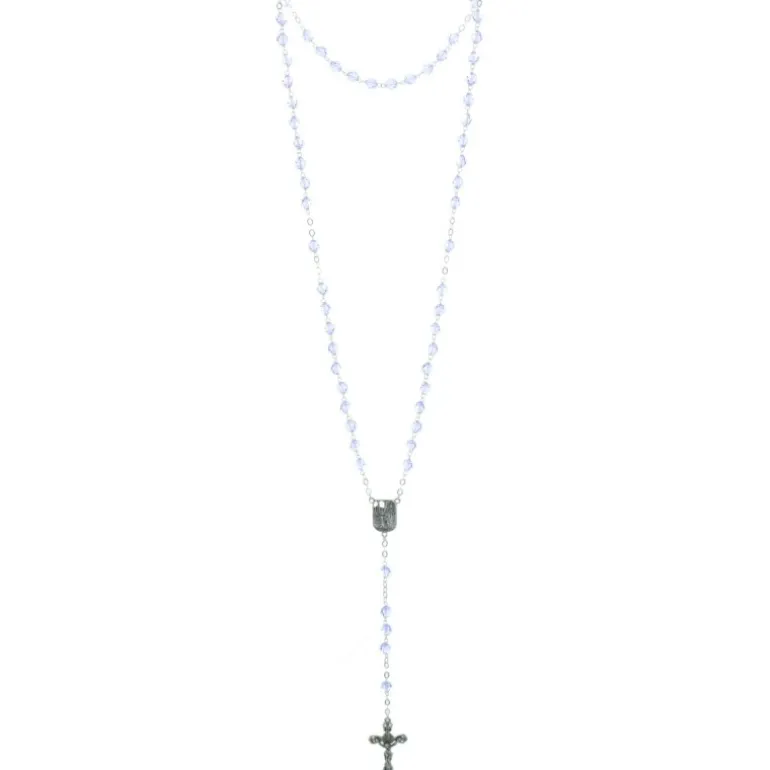 Palais du Rosaire Chapelet de Lourdes en Argent avec des grains de 6mm en cristal Swarovski^ Chapelet De Lourdes | Chapelet Cristal