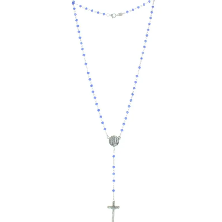 Palais du Rosaire Chapelet de Lourdes en Argent avec des grains en Cristal 3mm^ Chapelet De Lourdes | Chapelet Cristal