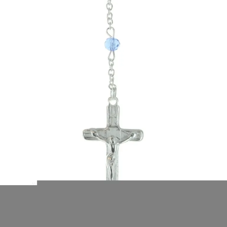 Palais du Rosaire Chapelet de Lourdes en Argent avec des grains en Cristal 3mm^ Chapelet De Lourdes | Chapelet Cristal