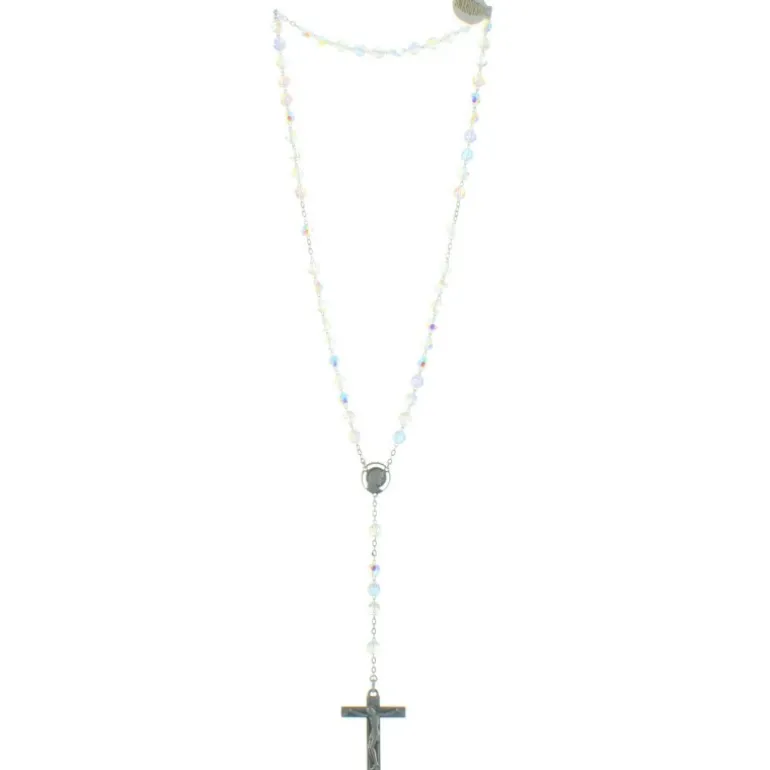Palais du Rosaire Chapelet de Lourdes en Argent et perles Cristal Swarovski bleu^ Chapelet Cristal | Chapelet Argent