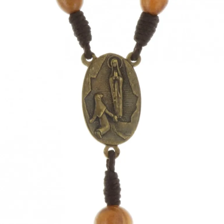 Palais du Rosaire Chapelet de Lourdes en bois d'Olivier sur corde^ Chapelet De Lourdes | Chapelet Corde