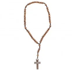 Palais du Rosaire Chapelet de Lourdes en corde avec des grains bois et croix Pax^ Chapelet De Lourdes | Chapelet Corde