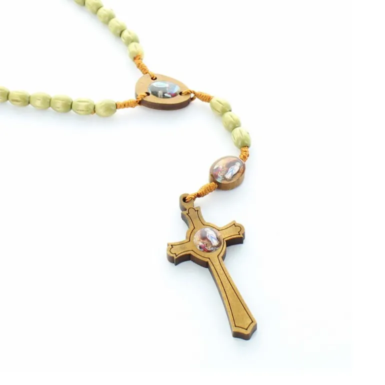 Palais du Rosaire Chapelet de Lourdes en corde avec paters image de l'apparition et de Bernadette^ Chapelet De Lourdes | Chapelet Corde