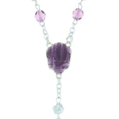 Palais du Rosaire Chapelet de Lourdes en cristal et paters en forme de rose^ Chapelet De Lourdes | Chapelet Cristal