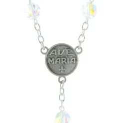 Palais du Rosaire Chapelet de Lourdes en cristal Swarovski, chaîne Argent et coeur Apparition de Lourdes^ Chapelet De Lourdes | Chapelet Cristal