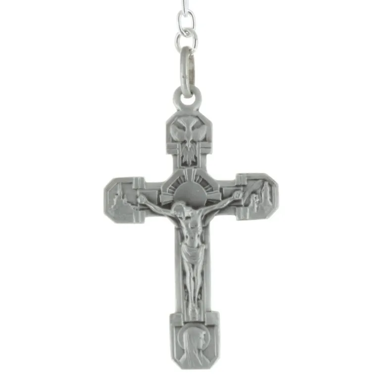 Palais du Rosaire Chapelet de Lourdes en cristal Swarovski, chaîne Argent et coeur Apparition de Lourdes^ Chapelet De Lourdes | Chapelet Cristal