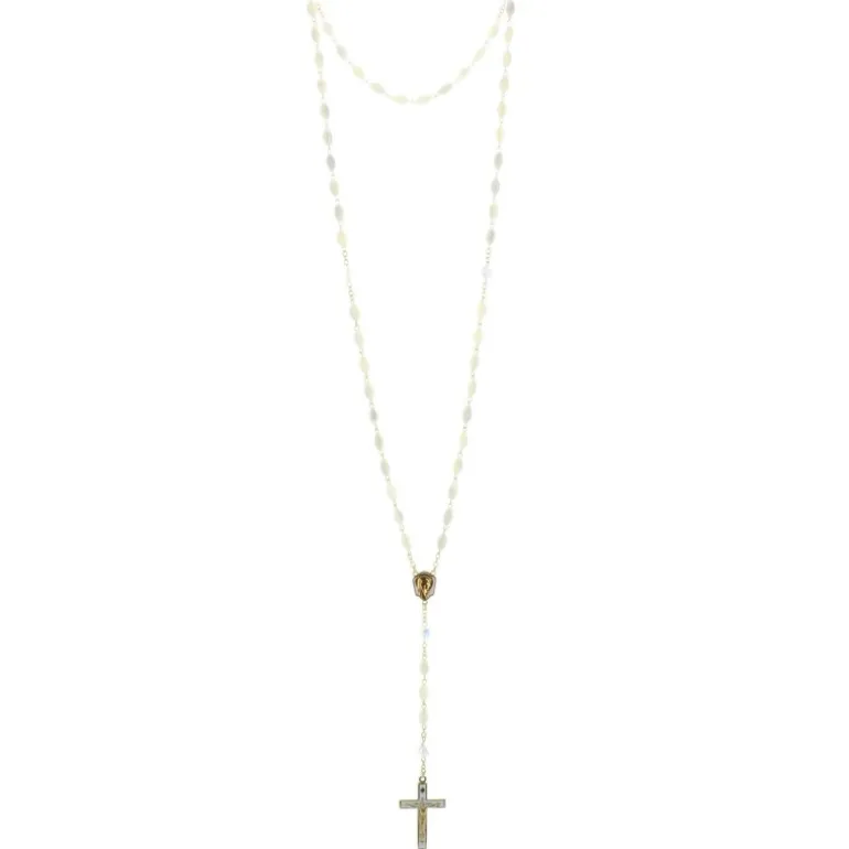 Palais du Rosaire Chapelet de Lourdes en Nacre avec des paters en cristal Swarovski^ Chapelet De Lourdes | Chapelet Nacre