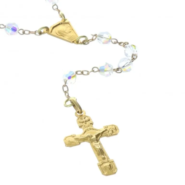 Palais du Rosaire Chapelet de Lourdes en Or et grains 4mm en Swarovski^ Chapelet Or