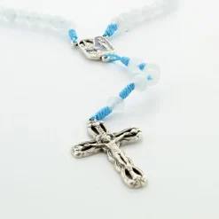 Palais du Rosaire Chapelet de Lourdes en pierres d'agate blanche et corde bleue^ Chapelet De Lourdes | Chapelet Corde
