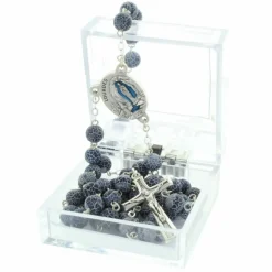 Palais du Rosaire Chapelet de Lourdes en pierres d'Agathe givrées et coeur eau de Lourdes^ Chapelet Eau De Lourdes | Chapelet De Lourdes