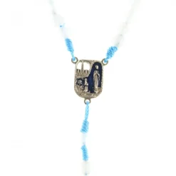 Palais du Rosaire Chapelet de Lourdes en pierres d'agate blanche et corde bleue^ Chapelet De Lourdes | Chapelet Corde