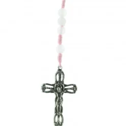 Palais du Rosaire Chapelet de Lourdes en pierres d'Améthyste et corde rose avec médaille apparition de Lourdes^ Chapelet De Lourdes | Chapelet Pierre