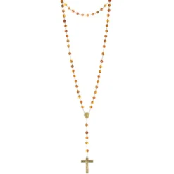 Palais du Rosaire Chapelet de Lourdes en Plaqué Or et grains en Ambre^ Chapelet De Lourdes | Chapelet Plaqué Or