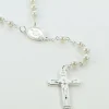 Palais du Rosaire Chapelet de Lourdes en verre blanc avec croix trilobée^ Chapelet De Lourdes | Chapelet Verre
