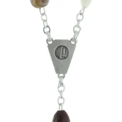 Palais du Rosaire Chapelet de Lourdes en verre minéral avec chaîne en Argent^ Chapelet De Lourdes | Chapelet Verre