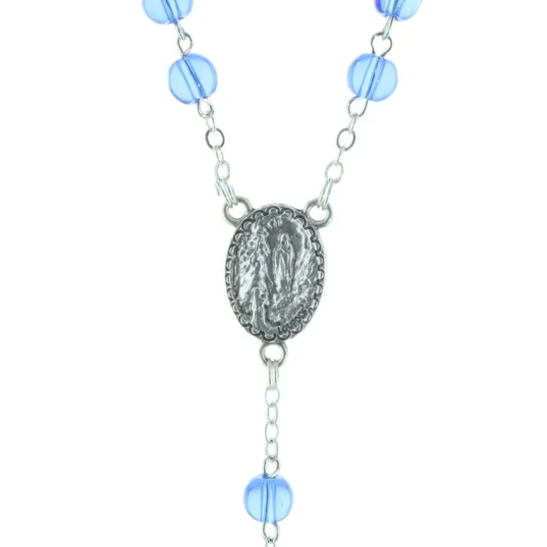 Palais du Rosaire Chapelet de Lourdes en verre et grains translucides colorés^ Chapelet De Lourdes | Chapelet Verre