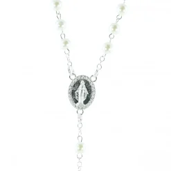 Palais du Rosaire Chapelet de Lourdes en verre blanc avec croix trilobée^ Chapelet De Lourdes | Chapelet Verre
