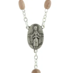 Palais du Rosaire Chapelet de Lourdes en véritable bois de rose, chaîne plaqué Argent et coeur Apparition^ Chapelet De Lourdes | Chapelet Bois