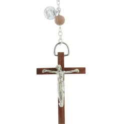 Palais du Rosaire Chapelet de Lourdes en véritable bois de rose, chaîne plaqué Argent et coeur Apparition^ Chapelet De Lourdes | Chapelet Bois