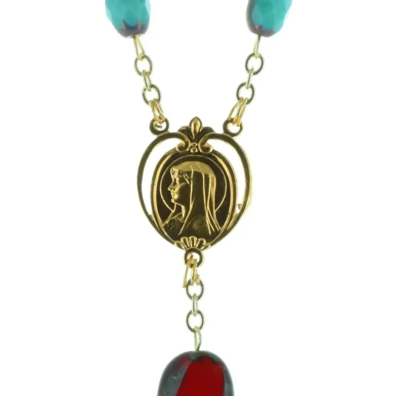 Palais du Rosaire Chapelet de Lourdes et grains en verre Vallauris colorés^ Chapelet De Lourdes | Chapelet Verre