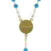 Palais du Rosaire Chapelet de Lourdes grains en turquoises et croix Plaqué Or^ Chapelet De Lourdes | Chapelet Pierre
