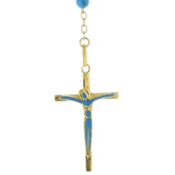 Palais du Rosaire Chapelet de Lourdes grains en turquoises et croix Plaqué Or^ Chapelet De Lourdes | Chapelet Pierre