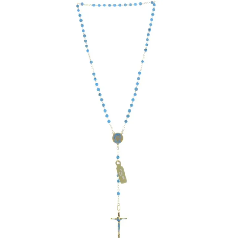 Palais du Rosaire Chapelet de Lourdes grains en turquoises et croix Plaqué Or^ Chapelet De Lourdes | Chapelet Pierre
