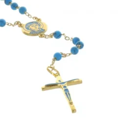 Palais du Rosaire Chapelet de Lourdes grains en turquoises et croix Plaqué Or^ Chapelet De Lourdes | Chapelet Pierre