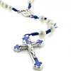 Palais du Rosaire Chapelet de Lourdes perles nacrées sur corde bleue^ Chapelet De Lourdes | Chapelet Corde