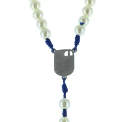 Palais du Rosaire Chapelet de Lourdes perles nacrées sur corde bleue^ Chapelet De Lourdes | Chapelet Corde