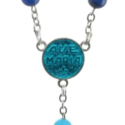 Palais du Rosaire Chapelet de Lourdes plaqué Argent avec pierres de Lapis lazuli et Turquoise^ Chapelet De Lourdes | Chapelet Pierre