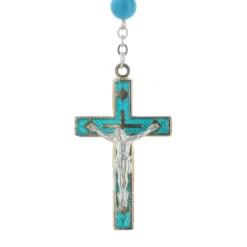 Palais du Rosaire Chapelet de Lourdes plaqué Argent avec pierres de Lapis lazuli et Turquoise^ Chapelet De Lourdes | Chapelet Pierre