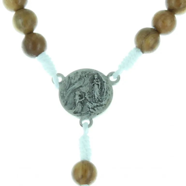 Palais du Rosaire Chapelet de Lourdes sur corde avec des grains en bois d'olivier^ Chapelet De Lourdes | Chapelet Corde