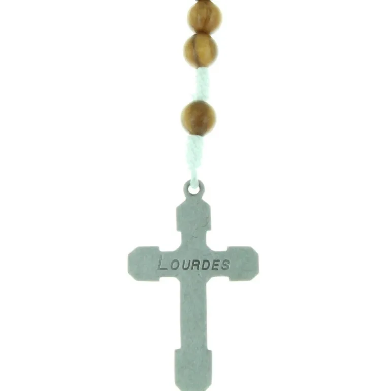 Palais du Rosaire Chapelet de Lourdes sur corde avec des grains en bois d'olivier^ Chapelet De Lourdes | Chapelet Corde