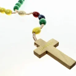 Palais du Rosaire Chapelet de mission en bois avec grains ovales colorés^Enfant Chapelet Bois | Chapelet Pour Enfant