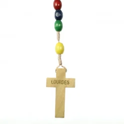 Palais du Rosaire Chapelet de mission en bois avec grains ovales colorés^Enfant Chapelet Bois | Chapelet Pour Enfant