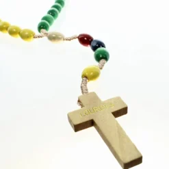 Palais du Rosaire Chapelet de mission en bois avec grains ovales colorés^Enfant Chapelet Bois | Chapelet Pour Enfant